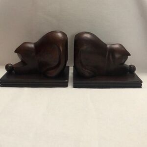 Selamat designs mahogany wood cats bookends